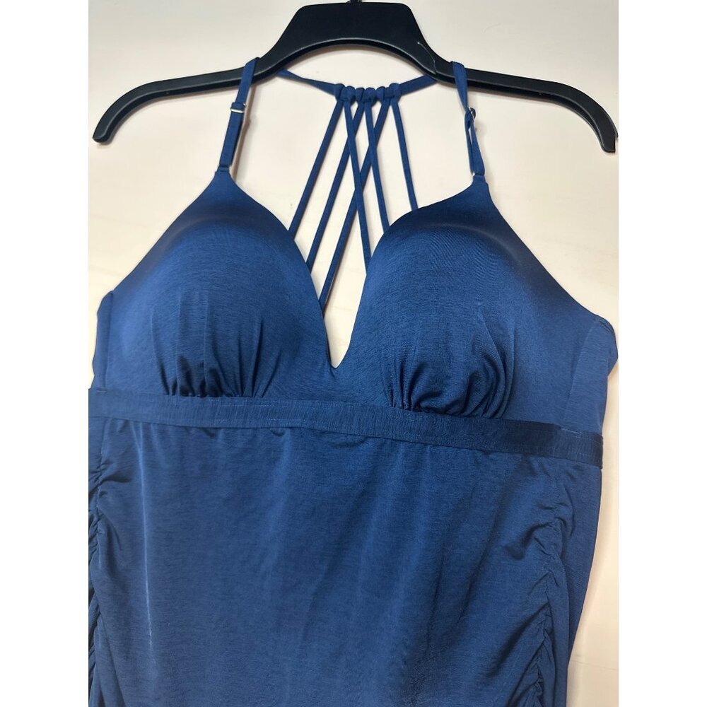 Athleta Cami Tank Top XL Blue Lightly Padded Babydoll Activewear Yoga Lounge - Picture 4 of 8